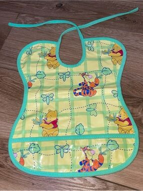 Vintage The First Years Pooh Vinyl Tie Bib